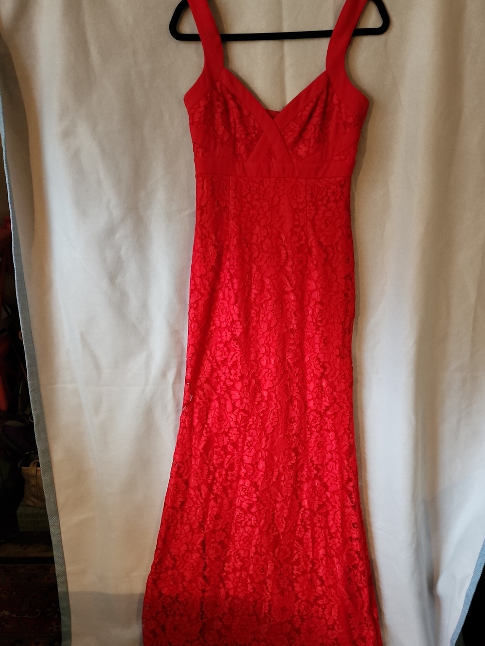 Lulu's Red Lace Maxi Dress with Wide Straps. Size M.